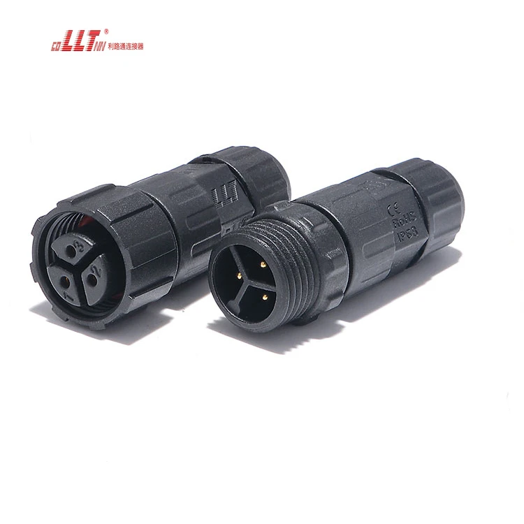 LLT M16 IP68 Wire to Wire Electrical Screw Led Light 3pin Waterproof Connector
