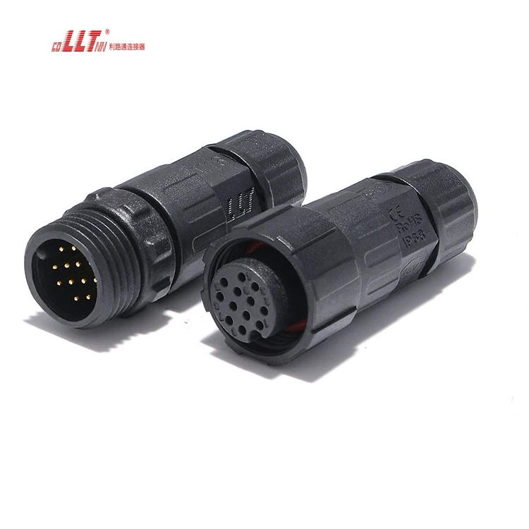 LLT M16 Multipin Connector 12pin 5A IP68 signal Data Plug Male Female Electrical Wire Connector