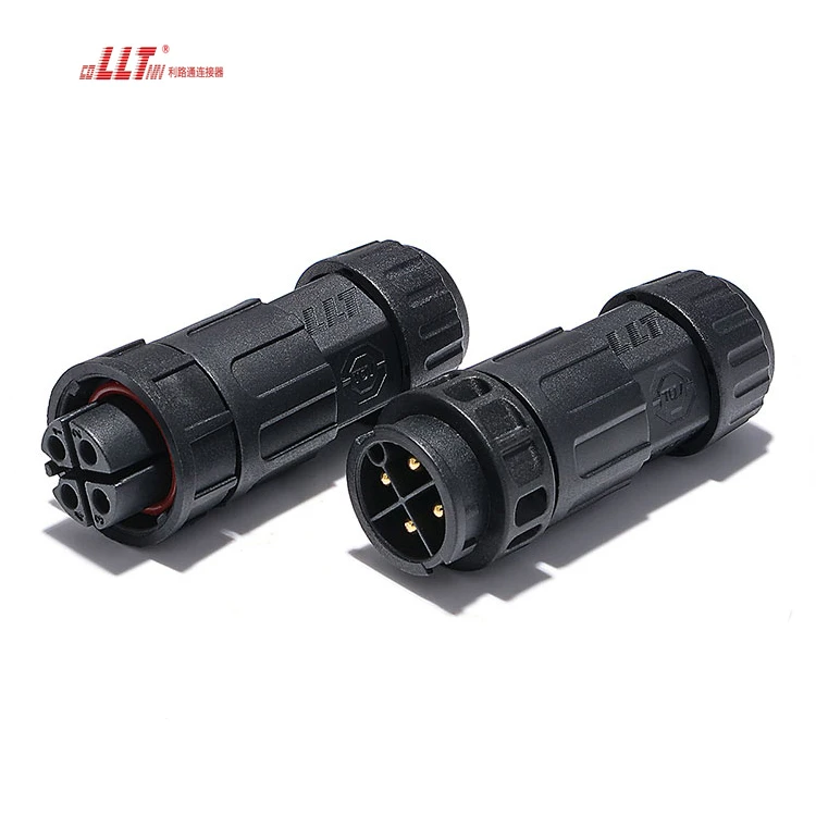 LLT 4pin M19 Plastic Insulation IP68 Waterproof Electrical Wire Power Connector