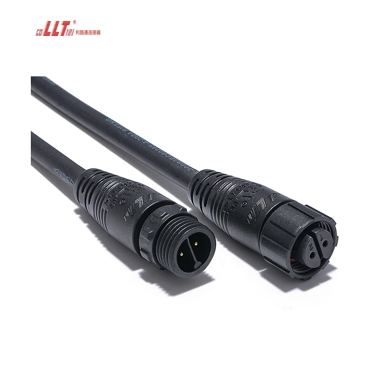 LLT M16 2pin Led Light Molded Cable Electrical Screw Connector Customized Length Cable detail 2