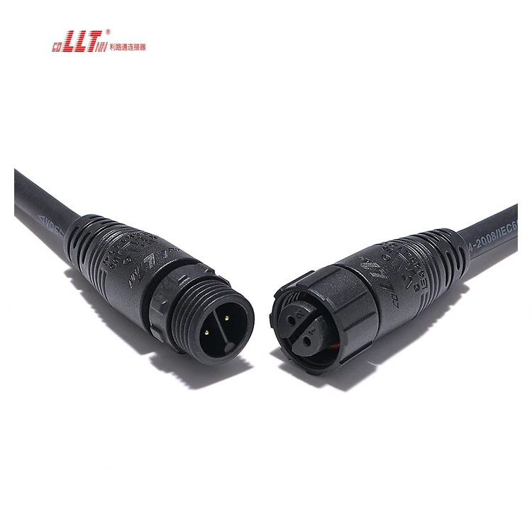 LLT M16 2pin Led Light Molded Cable Electrical Screw Connector Customized Length Cable detail 3