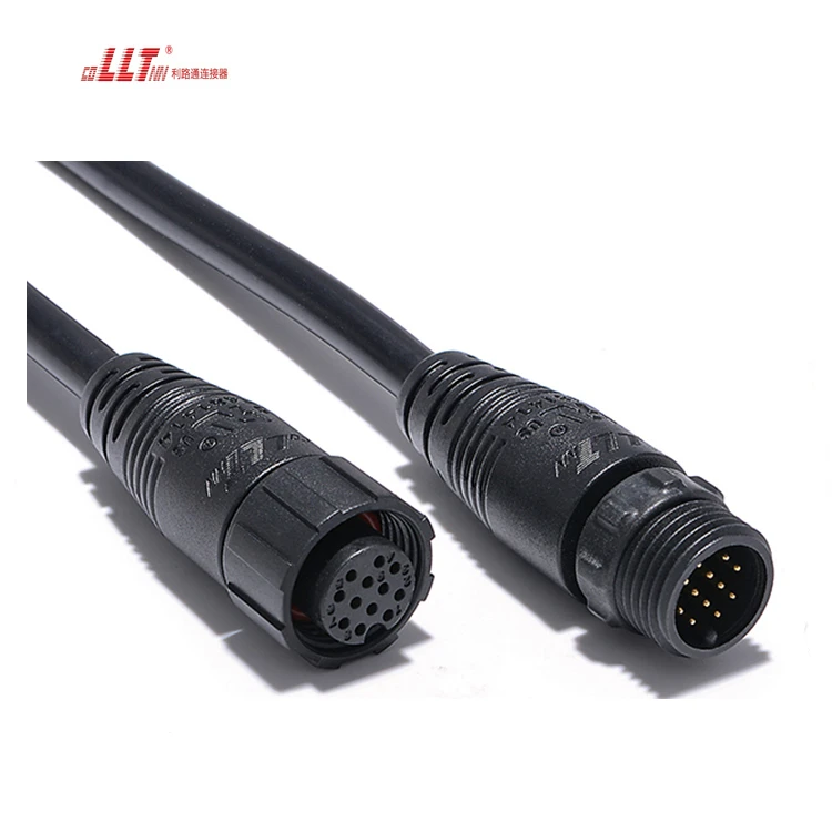 LLT 12pin High Quality Led Strip Plug M16 IP67 Waterproof Wire Cable Data Connector thumbnail