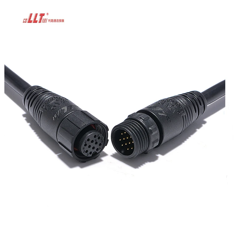 LLT 12pin High Quality Led Strip Plug M16 IP67 Waterproof Wire Cable Data Connector detail 2