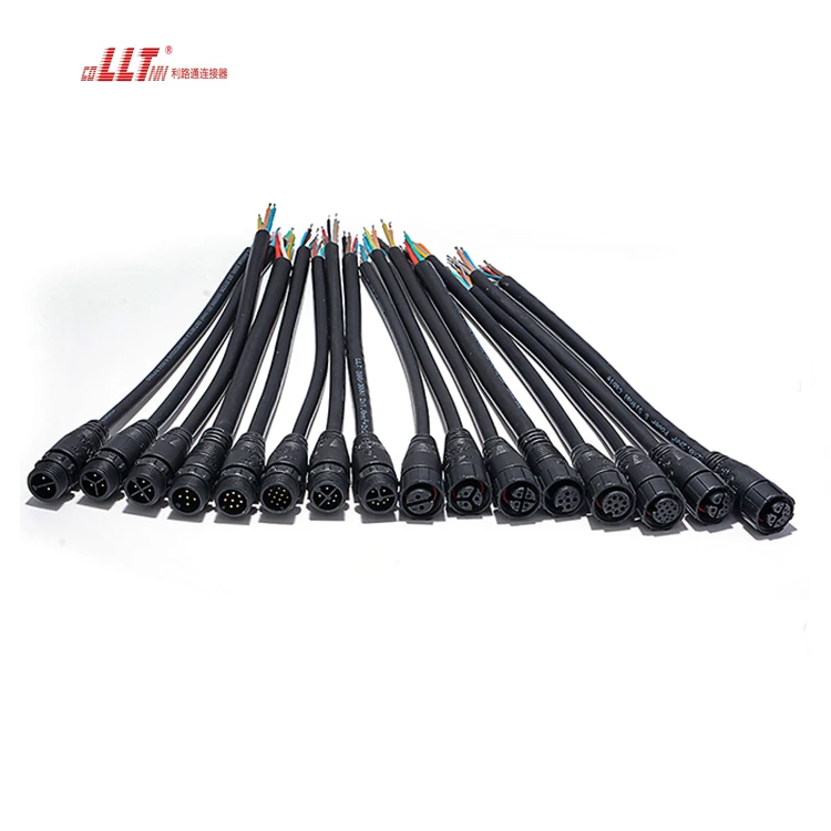 LLT 12pin High Quality Led Strip Plug M16 IP67 Waterproof Wire Cable Data Connector detail 6