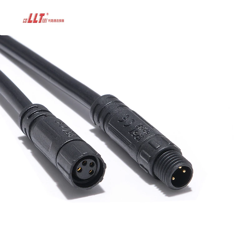LLT Corrosion Resistance 4pin Screw Ebike Electrical Waterproof Battery Cable Connector M8