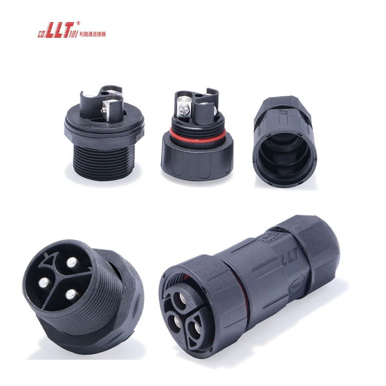 Large Ampere 50A LLT M29 600V 3pin Led 3 Pin Plastic IP68 Waterproof Panel Mount Connector