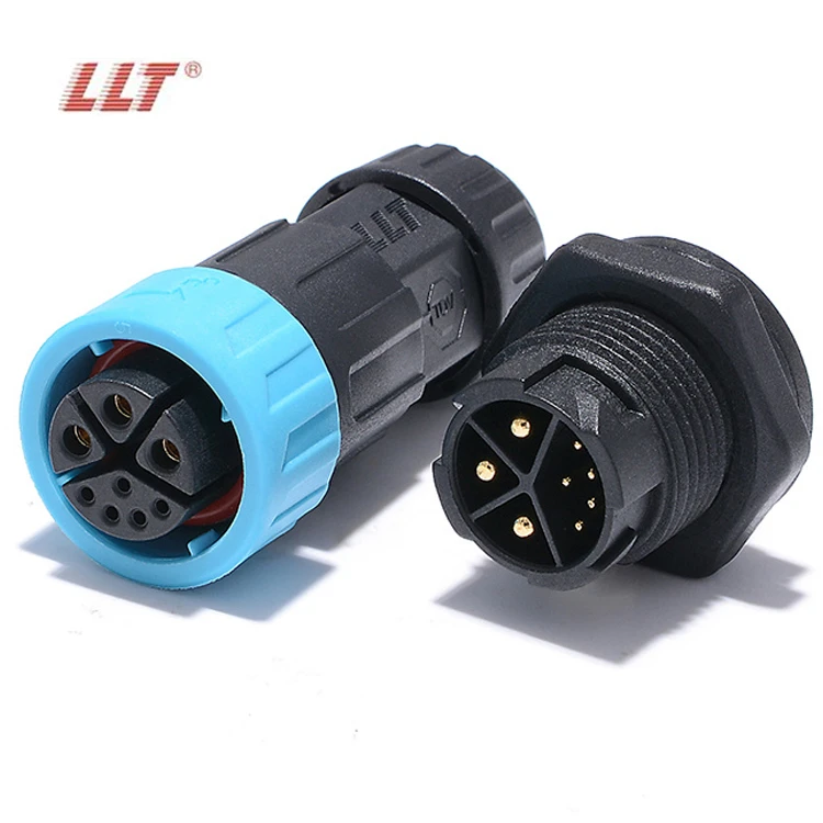 LLT M19 push lock 3+5 pin front male panel waterproof connector detail 4