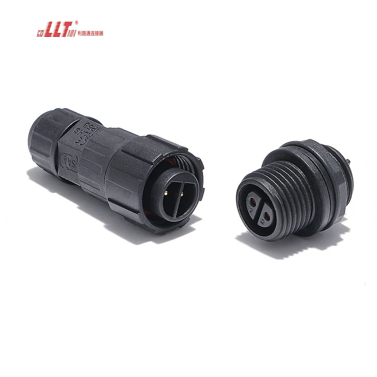LLT 2pin M16 rear female panel screw terminal wire assembly Led connector detail 3