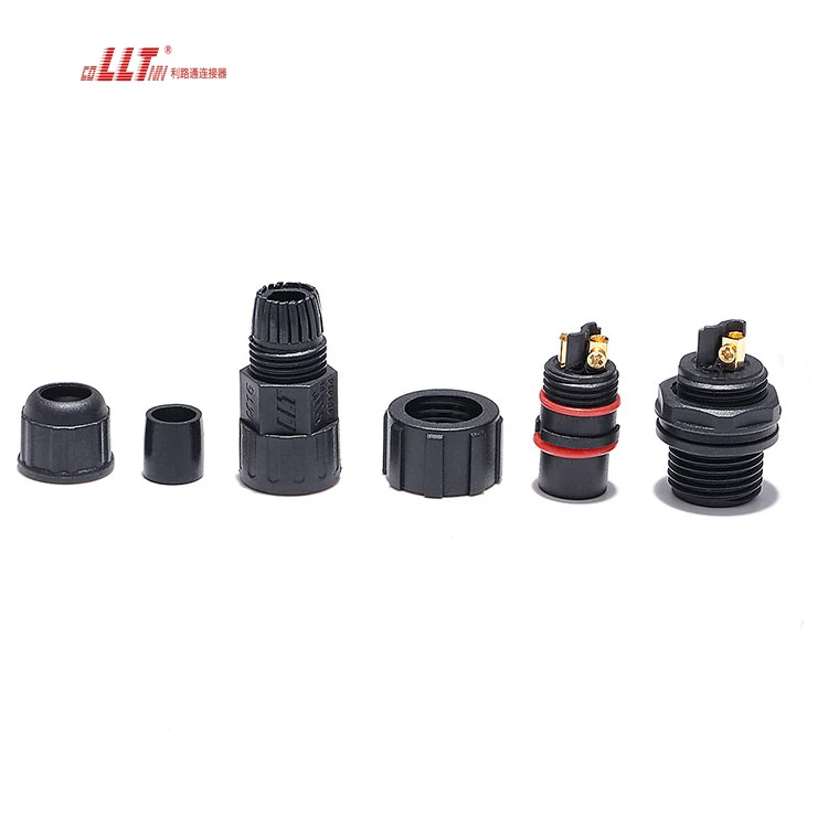 LLT 2pin M16 rear female panel screw terminal wire assembly Led connector detail 7