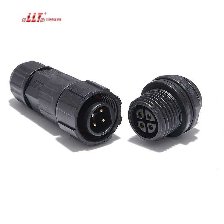LLT M16 IP68 Waterproof 15A 4 Pin Screw Lock Outdoor Power Female Male Panel Mount Connector