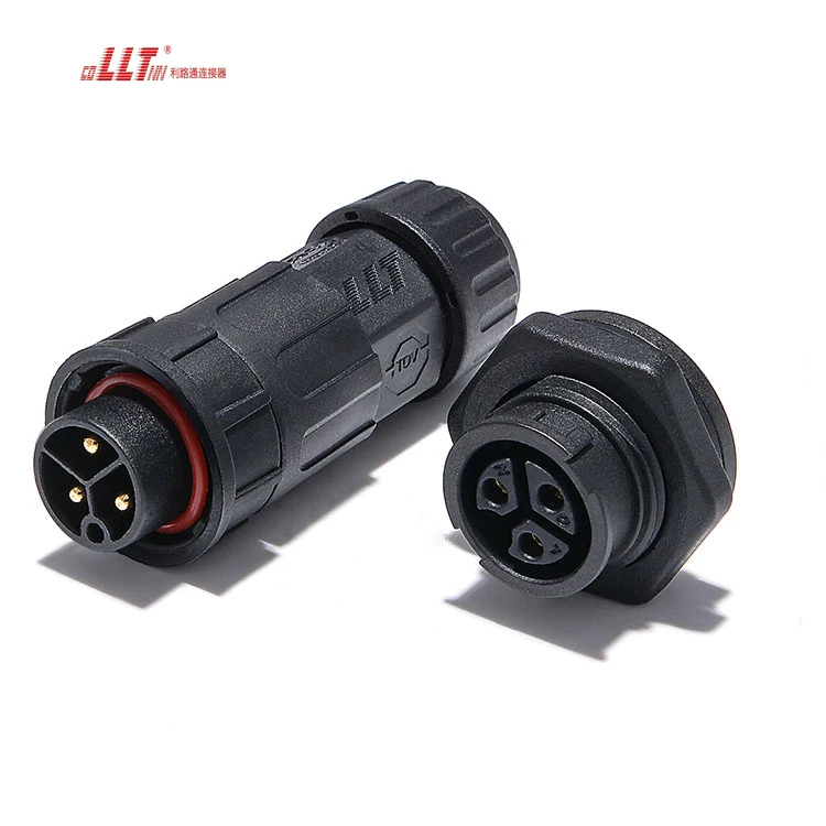 LLT Connector 3pin female panel mount M19 led light outdoor waterproof socket