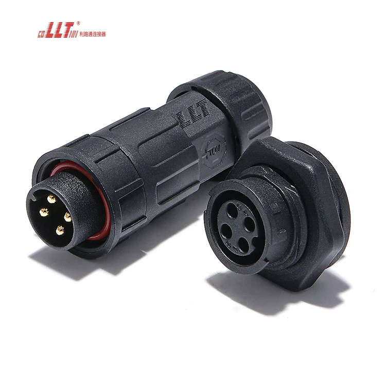LLT M19 4pin Female Bulkhead IP68 Waterproof Female Panel Mount Led Cable Connector