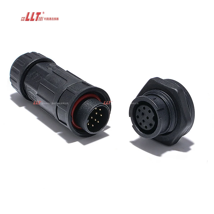 LLT multi pin 10pin female panel mount quick lock 5A ampere signal data socket detail 2