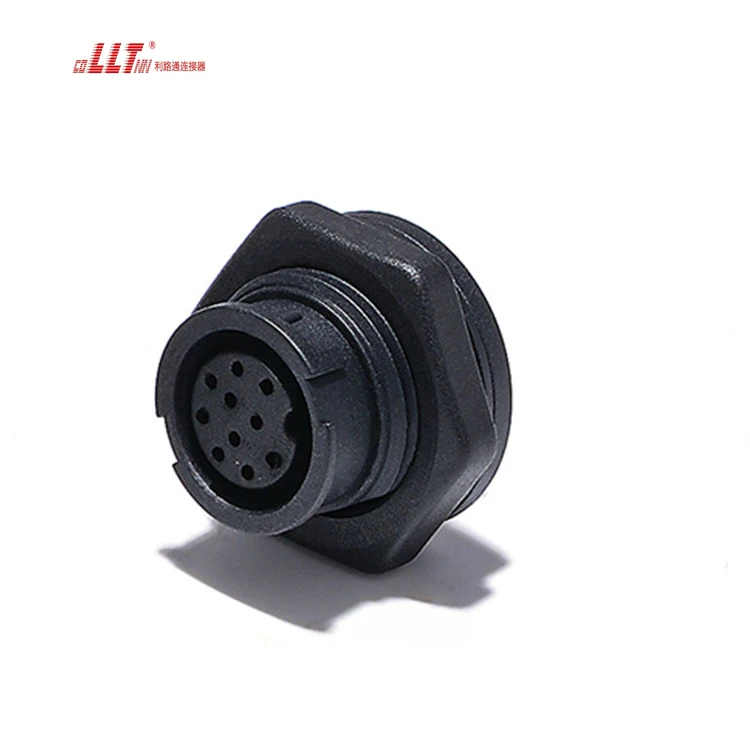 LLT multi pin 10pin female panel mount quick lock 5A ampere signal data socket detail 5