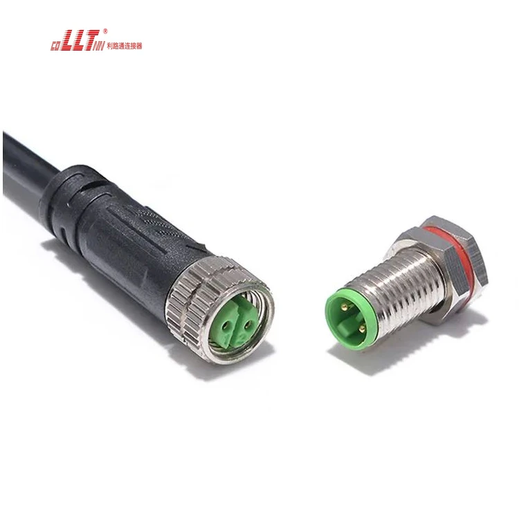 LLT M8 2pin metal front panel signal data cableconnector