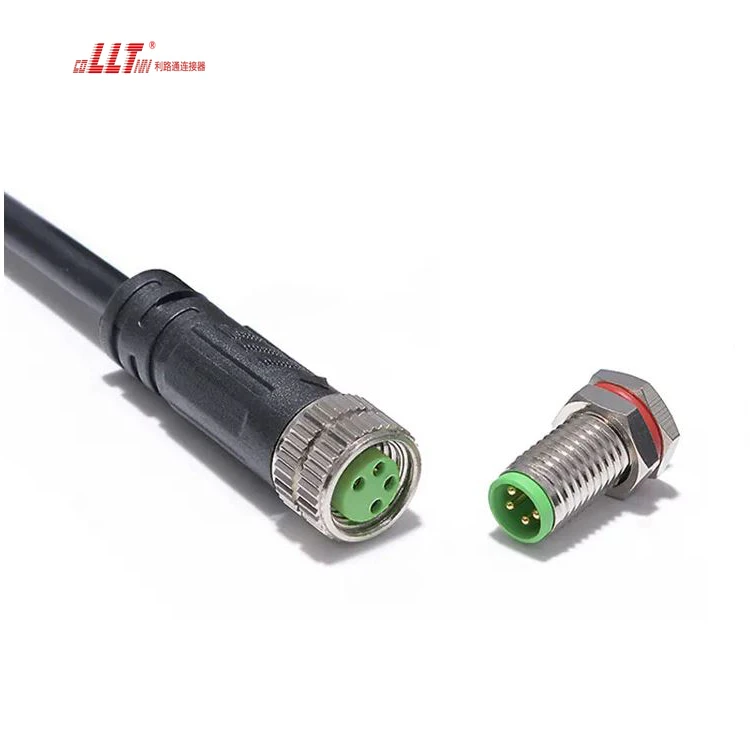LLT Customized Cable M8 4 Core Metal Socket Wire Male Female Docking Waterproof Connector