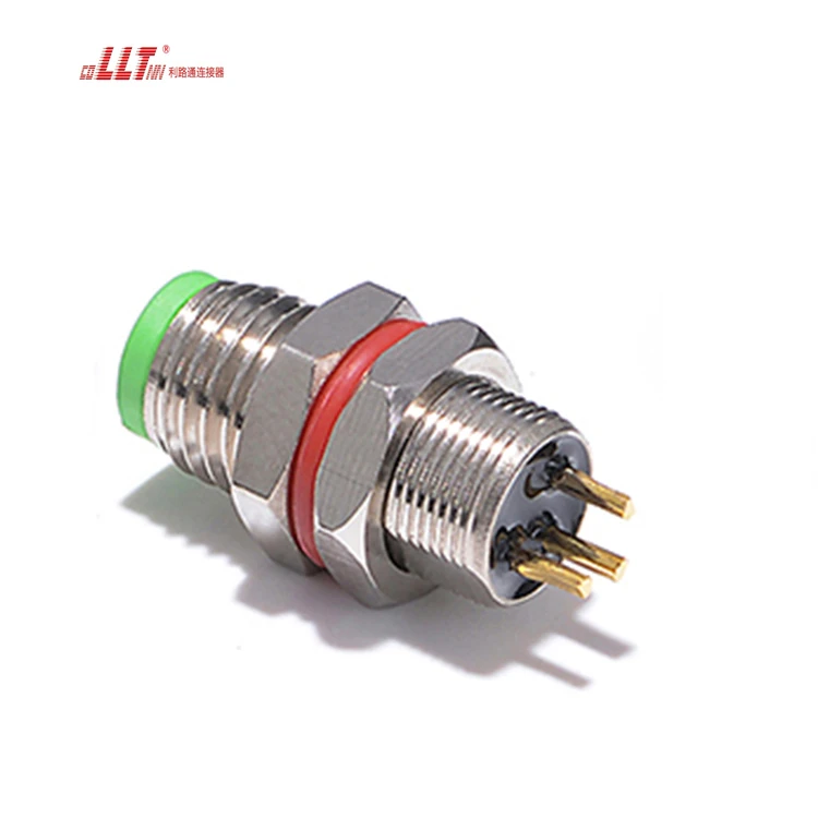 LLT 3pin M8 right angle male panel electrical cable connector detail 5