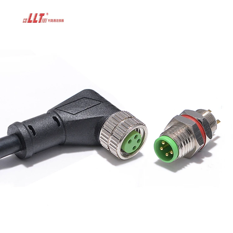 LLT Connector 4pin M8 electrical solder wire cctv accessories panel cable connector