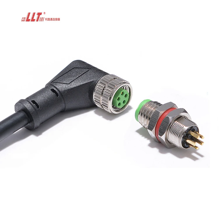 LLT M8 5pin AC DC Female Male Right Angle Electrical signal Cable Connector detail 5