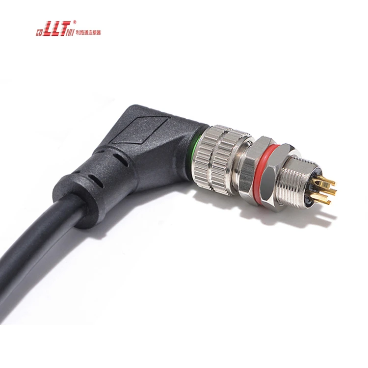 LLT M8 5pin AC DC Female Male Right Angle Electrical signal Cable Connector detail 6