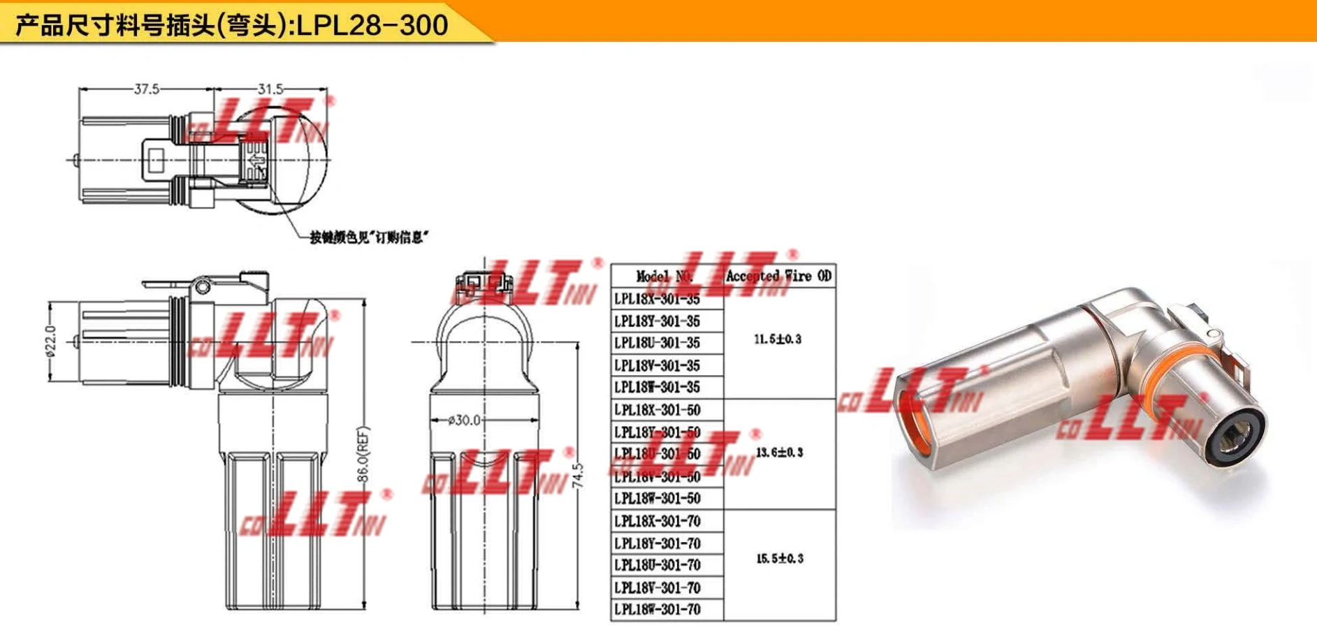 LPL waterproof connector series technical specifications